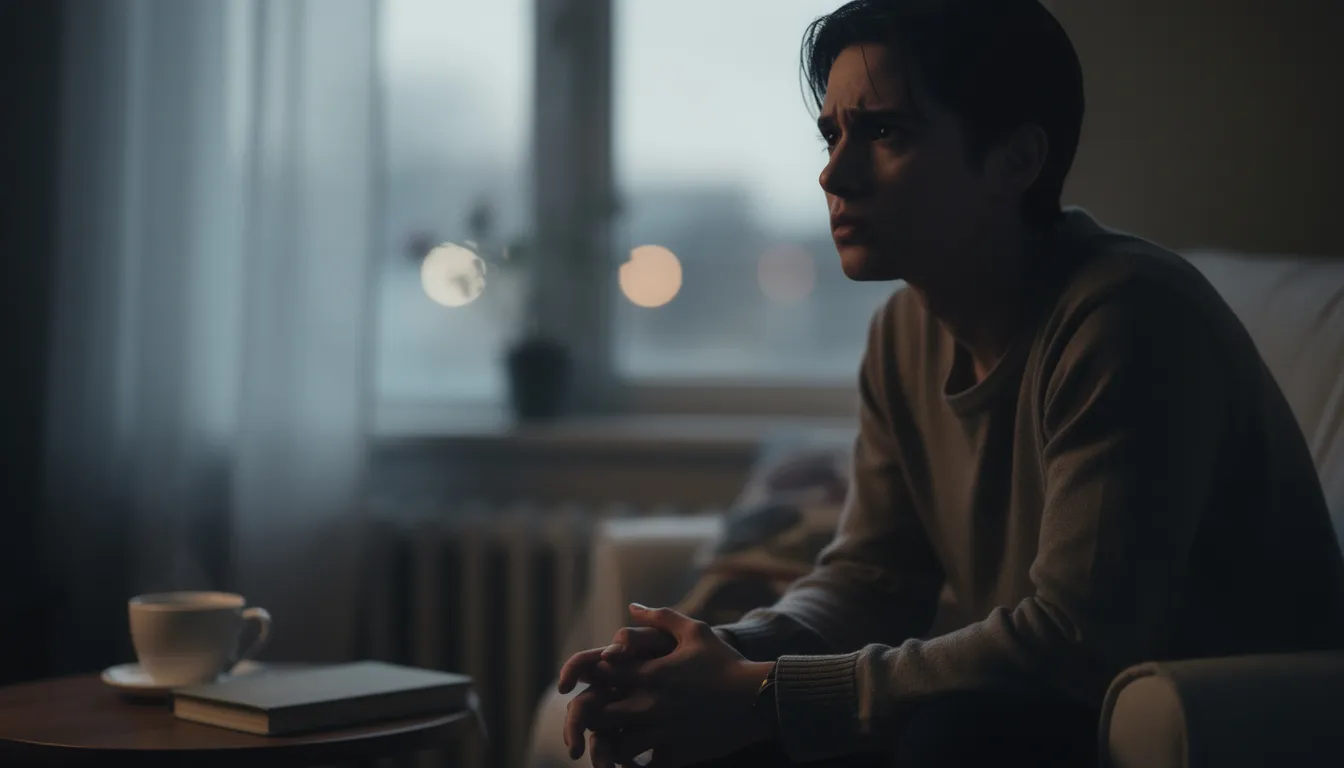 A person sits alone in deep contemplation, symbolizing the internal struggle with common relapse triggers associated with substance use disorders. This image reflects the emotional state and mental health challenges faced during the recovery process, highlighting the importance of understanding and managing potential triggers to prevent relapse.